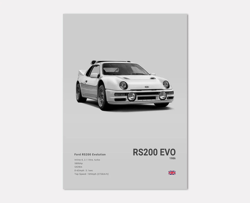 Ford RS200 Evo Front Side Angle Poster
