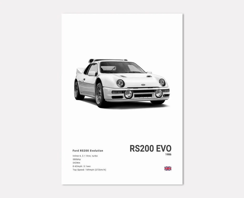 Ford RS200 Evo Front Side Angle Poster