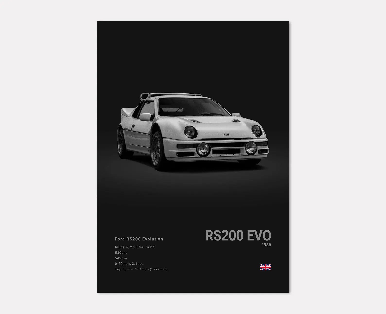 Ford RS200 Evo Front Side Angle Poster
